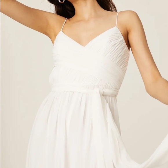 Ieena Mac Duggal Wide Leg Jumpsuit Flowy White Spring Summer Beach Coastal - Picture 3 of 4